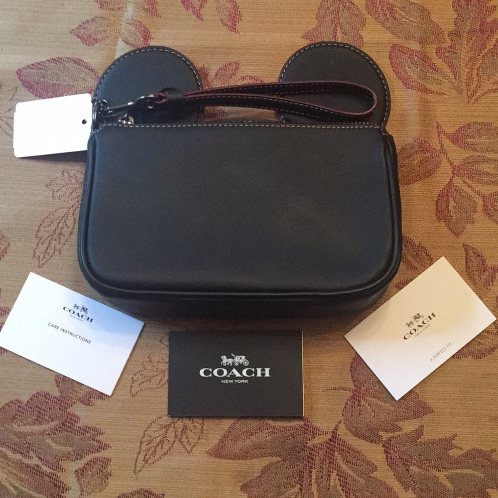 Limited edition Disney x coach Mickey Ear wristlet